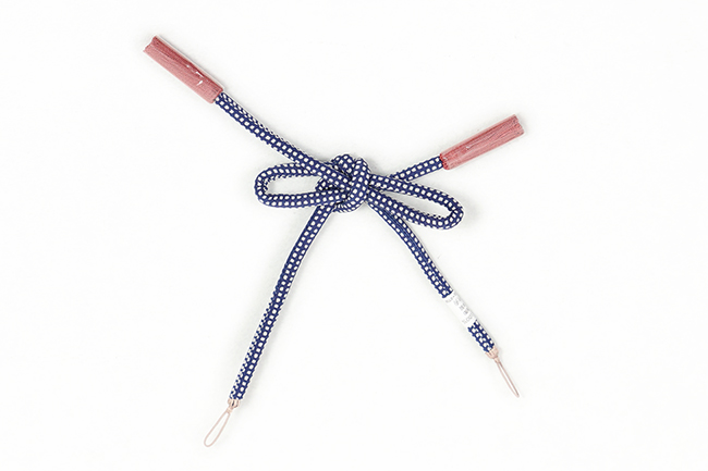 女性用羽織紐 正絹 組紐 紺×白×えんじ