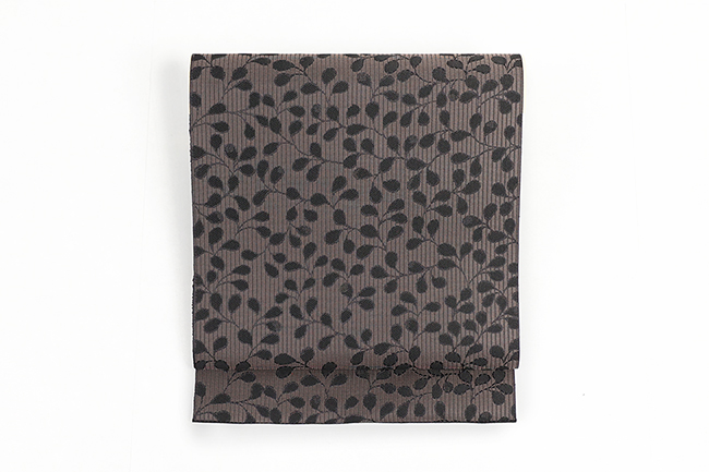 【価格はお問い合わせください】 西村織物 博多織 正絹 八寸名古屋帯 紋八寸 紋ひとえ ゆらり萩  茶×黒