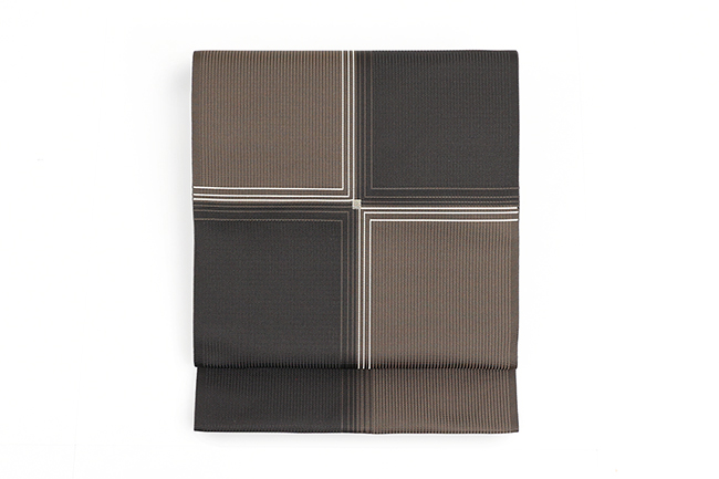 【価格はお問い合わせください】 西村織物 博多織 正絹 八寸名古屋帯 紋八寸 レトロモダン 色紙   焦茶×茶