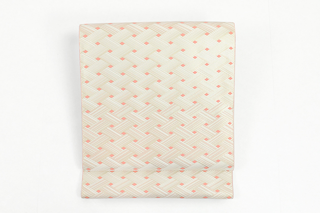 【価格はお問い合わせください】 西村織物 博多織 正絹 袋帯 佐賀錦 綾煌 綱代 ベージュ