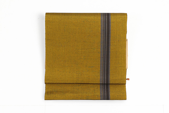 正絹 九寸名古屋帯 黄八丈 黄色