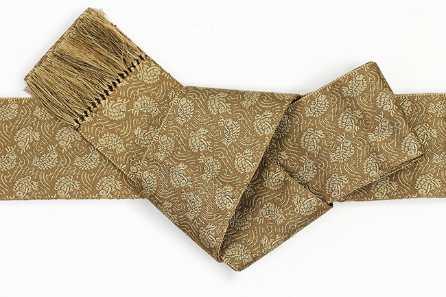 米沢織 近賢織物 角帯 名物裂角帯 荒磯ごい 黄土色