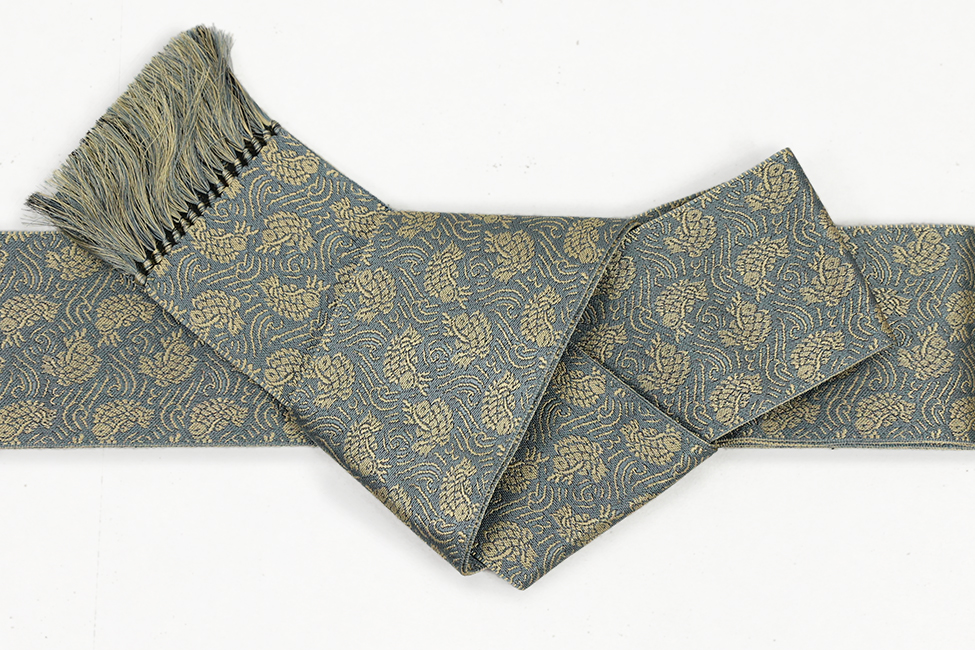 米沢織 近賢織物 角帯 名物裂角帯 荒磯ごい 水色