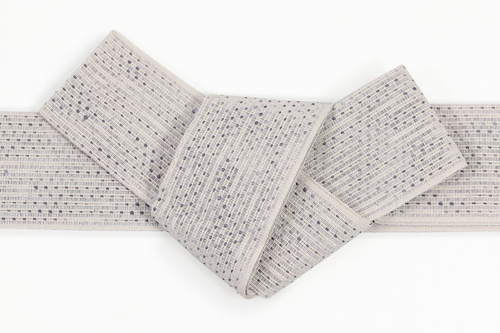 米沢織 近賢織物 角帯 和紙 流星 灰色