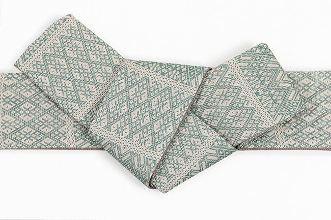 米沢織 近賢織物 角帯 和紙 紙こぎん 青緑×茶