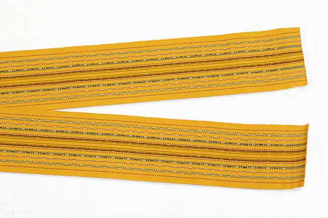 沖縄 首里織 宮平一夫 木綿 角帯 黄色×緑