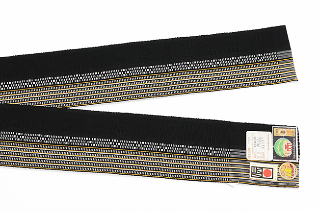 沖縄 伝統的工芸品 首里道屯織 木綿 角帯 黒×黄色