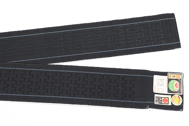 沖縄 伝統的工芸品 首里花織 木綿 角帯 黒×青