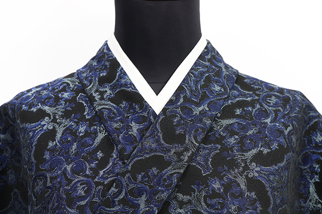 柴田織物 正絹 お召 先染 KOIMARI 藍