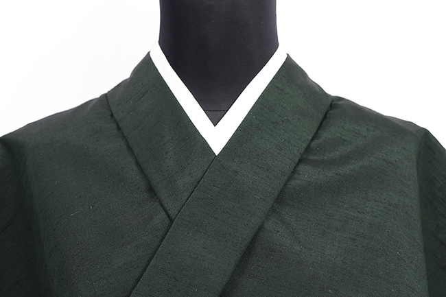 正絹 着物 紬 深緑