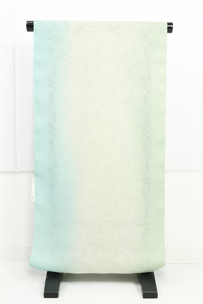 正絹 紋紗 小紋 着物 羽織 幾何学模様 水色×アイボリー×薄緑