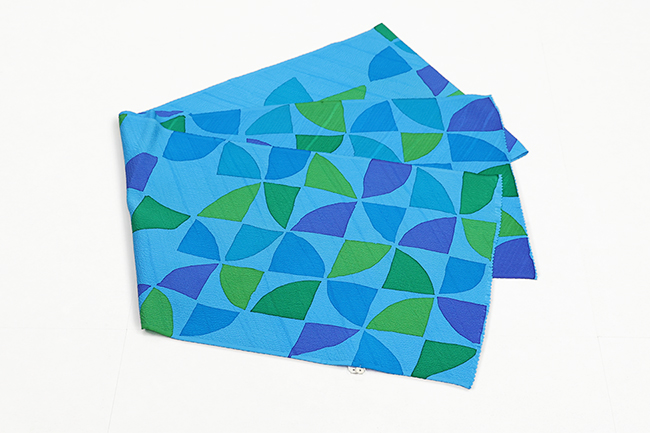 京都 青野工房 正絹 帯揚げ ろうけつ染め 風車 青