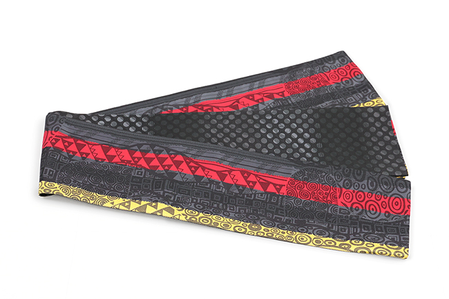 京都 青野工房 半幅帯 正絹 ハイブリッド染め  ストライプ  クリムト赤黄  ドット  1155