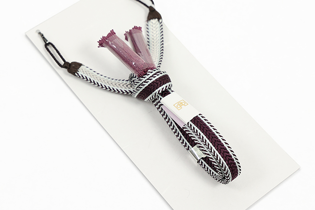 あづまやオリジナル 華千年 男性用羽織紐 正絹 直付けタイプ 紫×灰色