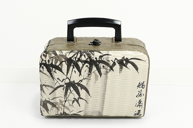 HANYI_YA はにぃ屋 一閑張り 鞄 バッグ 124 掛け軸まくり 竹 アイボリー