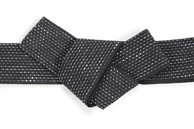 米沢織 近賢織物 角帯 和紙 流星 黒×薄紫