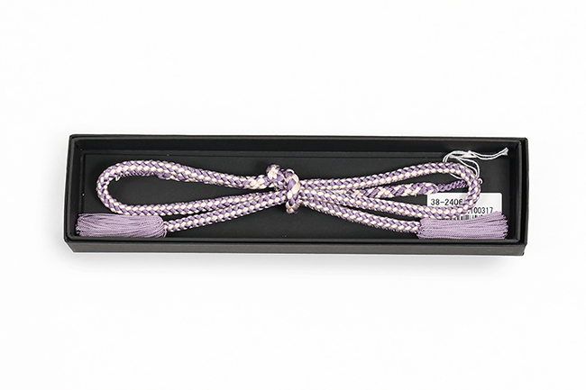 正絹 女性用羽織紐 組紐 薄紫×薄ピンク