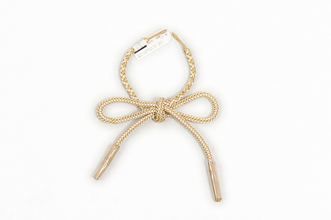 正絹 女性用羽織紐 組紐 ベージュ×アイボリー