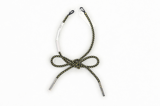 正絹 女性用羽織紐 組紐 黒×黄色