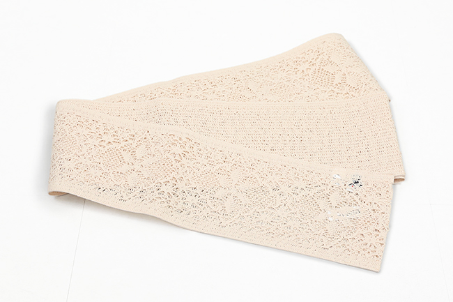 ひでや工房 綿 半幅帯 レース 生成り