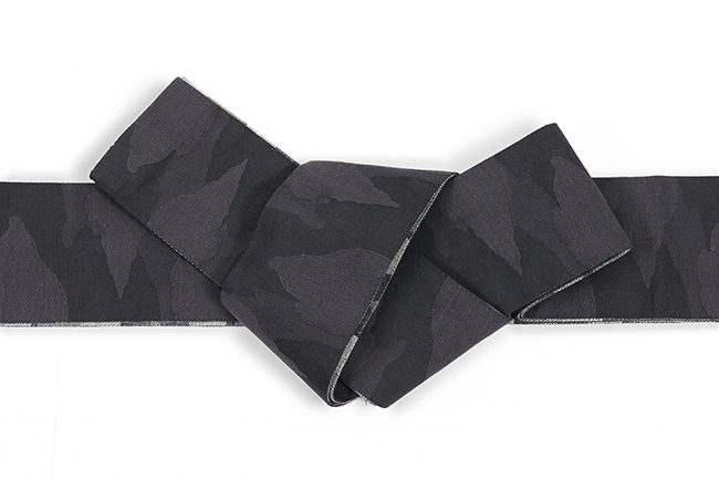 Kimono Factory nono 綿 角帯 両面 迷彩 黒×灰色