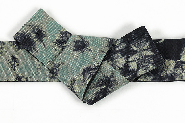 誉田屋源兵衛 紙布 角帯 絞り 緑×黒