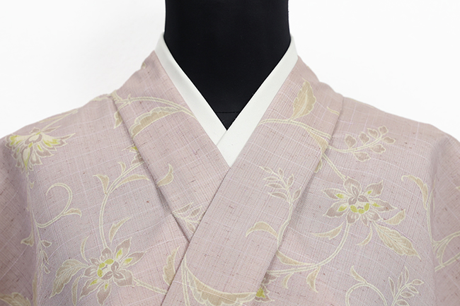 召しませ花 正絹 着物 紬 クリキュラ 更紗 ピンク