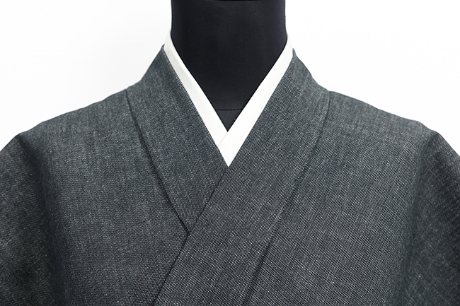 片貝木綿 木綿着物 紺仁工房 あやおり デニム 黒×白