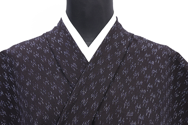 久留米絣 木綿着物 普段着きもの アラレ市松 広幅 黒×白