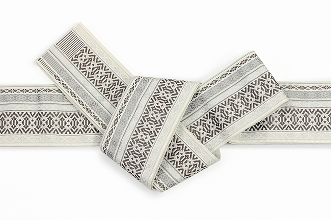 あづまやオリジナル 博多織 西村織物 正絹 角帯 五分詰献上 白