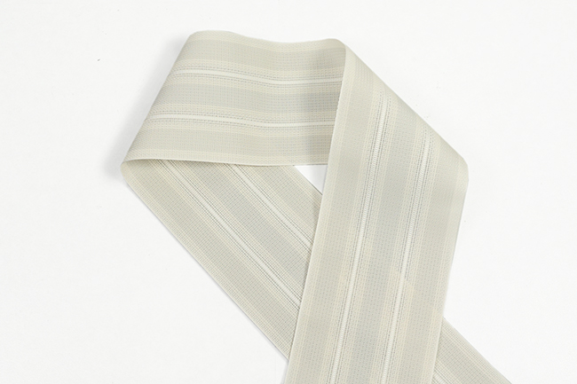 博多織 西村織物 正絹 半幅帯 粗紗 夏帯 悦 白×薄灰色