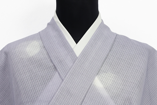 紺仁工房 綿麻紅梅 夏着物 片貝 板〆絞り 丸がさね 薄紫