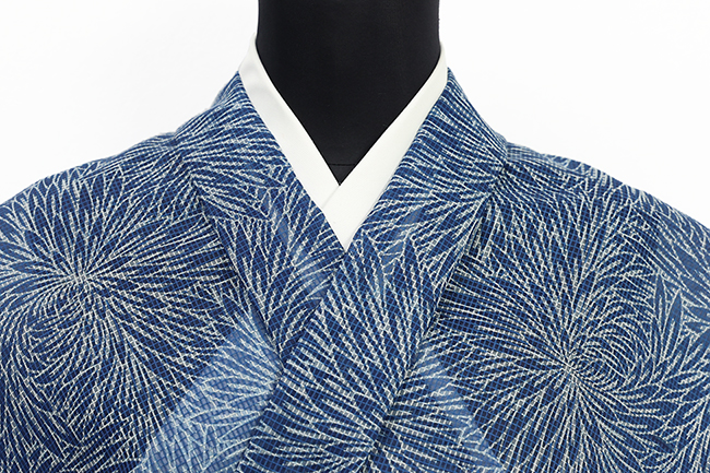 【4/24ライブショッピング紹介商品】江戸長板 夏着物 絹紅梅 豆引染 菊 青