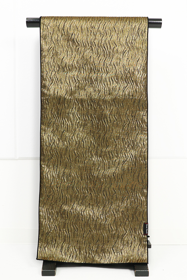 Rumi Rock (ルミロック) ひとえ八寸帯（兵児帯） シワ兵児 ゴールド×ブラック