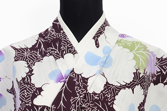 Rumi Rock(ルミロック) 浴衣(ゆかた) 悪の花 白地にグレー紫