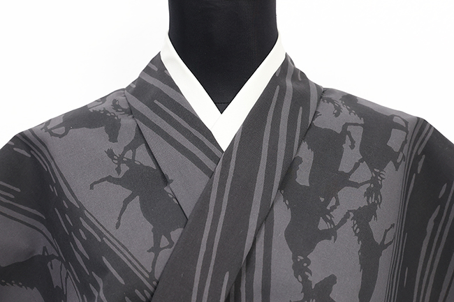 竺仙(ちくせん) 浴衣（ゆかた）綿 馬 濃灰