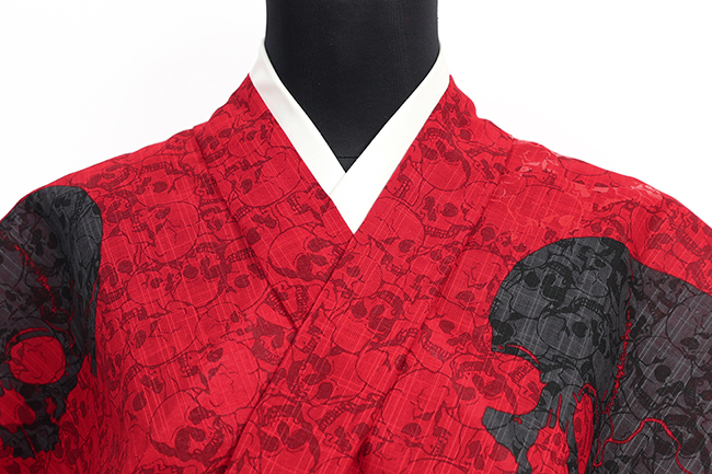 誉田屋源兵衛 綿麻 浴衣(ゆかた) 化性野  赤 黒 黒漆 ◆男女兼用◆
