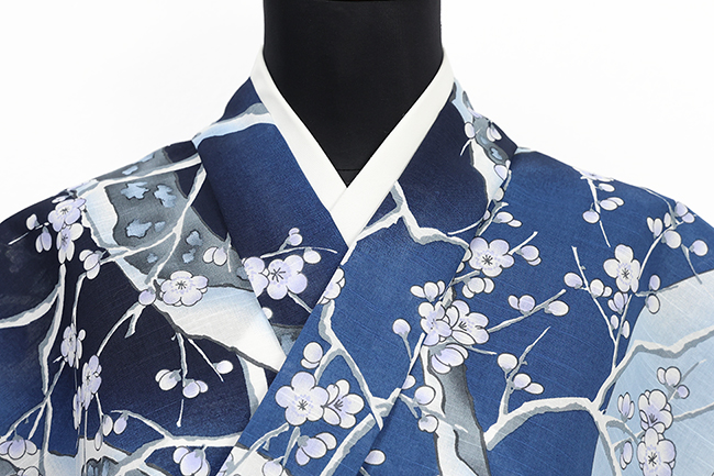 井登美 itomi 浴衣(ゆかた) 優華壇 綿 琳派 雪月花 ひといろ藍 ◆男女兼用◆