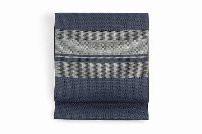 【価格はお問い合わせください】博多織 西村織物 正絹 夏 八寸名古屋帯 単衣用 紗八寸 浮風通 段紗 紺