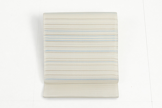【価格はお問い合わせください】博多織 西村織物 正絹 夏 八寸名古屋帯 単衣用 粗紗八寸 浮遊 うふふ アイボリー×ベージュ×水色
