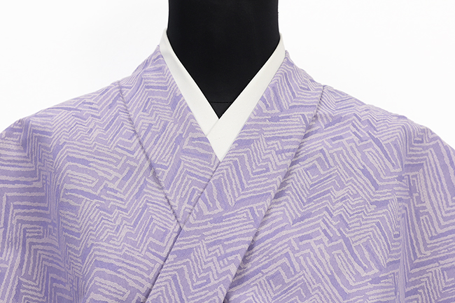 米沢木綿 木綿着物  紋KIPPE(きっぺ) めんこっとん 広幅 ジグザグ 紫