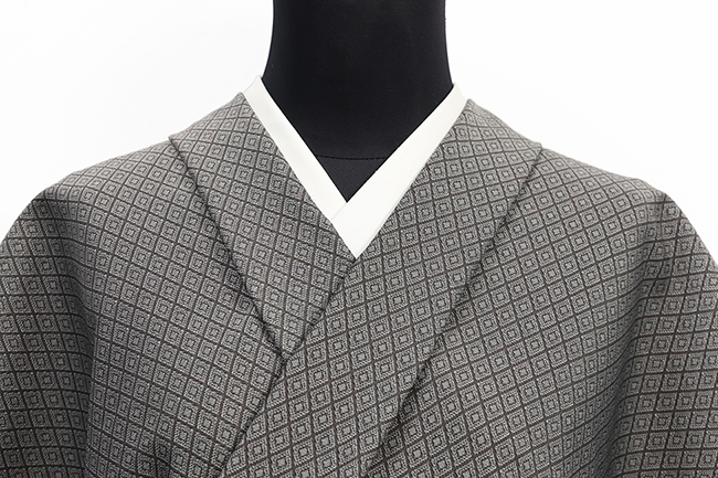 Kimono Factory nono 木綿着物 GRITTER （グリッター） オーダー仕立て付き ダイヤ 灰