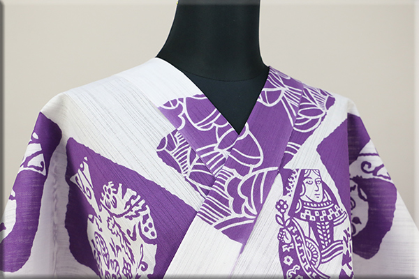 Rumi Rock(ルミロック) 浴衣(ゆかた) 綿麻  トランプ 白 ◆男女兼用◆