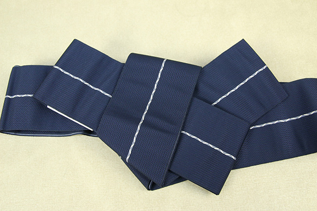 博多織 西村織物 正絹 角帯 八ノ字縞 青