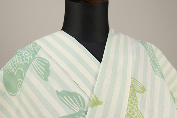 浜松注染 浴衣(ゆかた) 注染 鯉 緑色