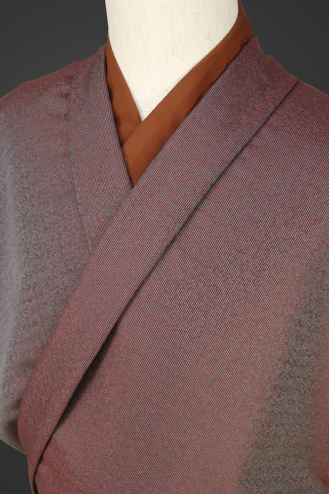 柴田織物 正絹お召し着尺 オーダー仕立て付 先染 LandScape カーペット 赤