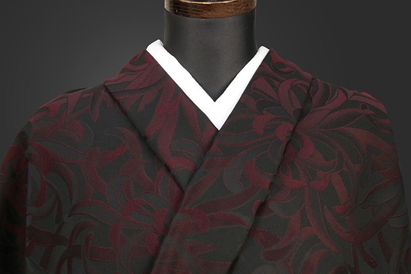 【受注生産品】ワタマサ 洗える正絹お召し着尺 諸口  乱菊2 赤