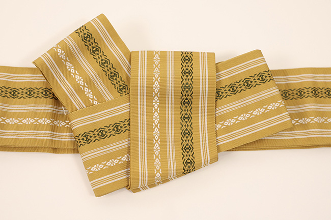 博多織 西村織物 正絹 角帯 上献上 献上柄 黄