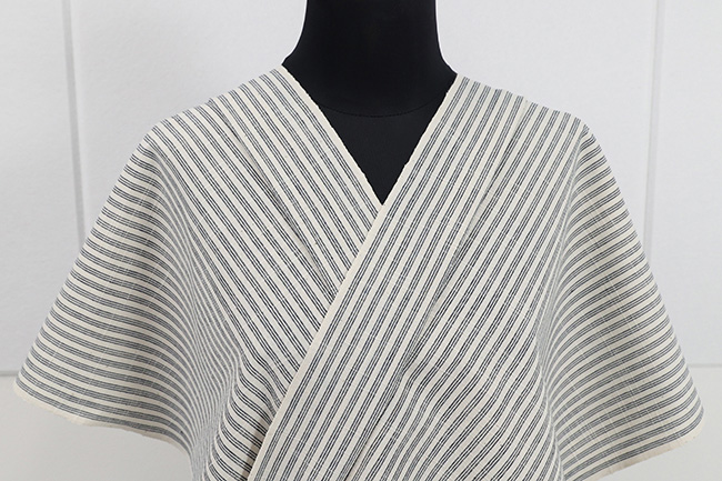 松阪木綿 木綿着物 ストライプ 白