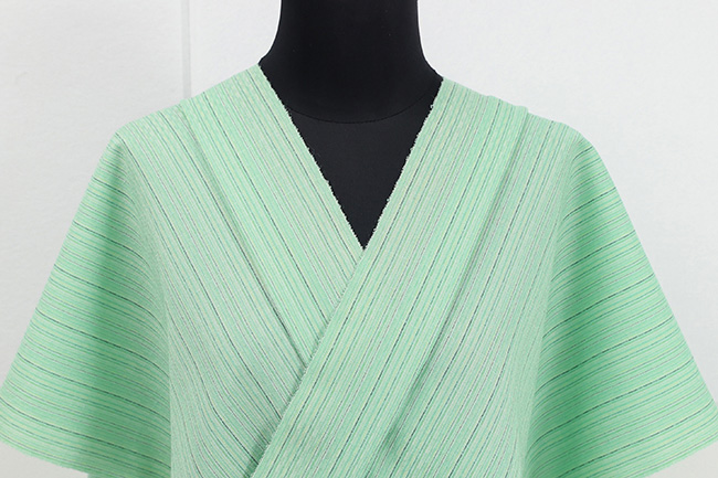 三勝 シルクウール着物 ストライプ 緑 4240-337 ◆男女兼用◆